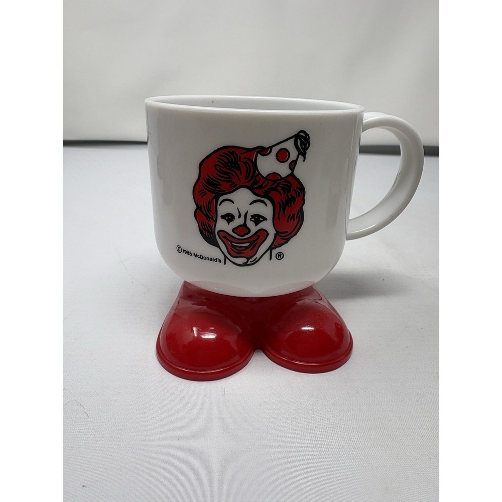 Vintage 1985 McDonald's Ronald McDonald Handled Plastic Coffee Cup Red Shoes